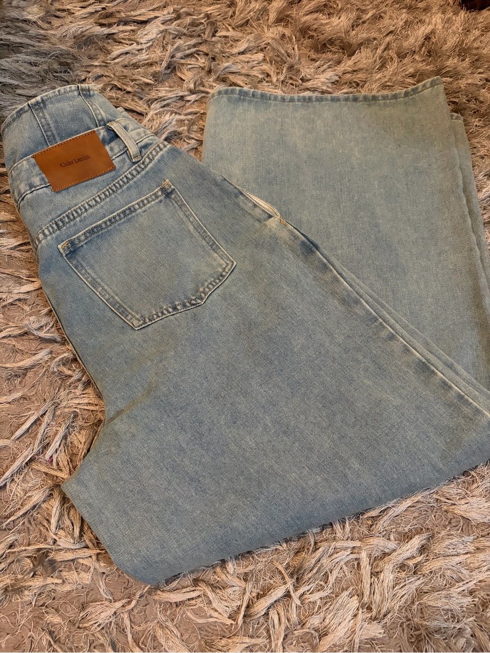 Cider Light Blue High-Rise Pleated Wide-Leg Jeans - Picture 2 of 7